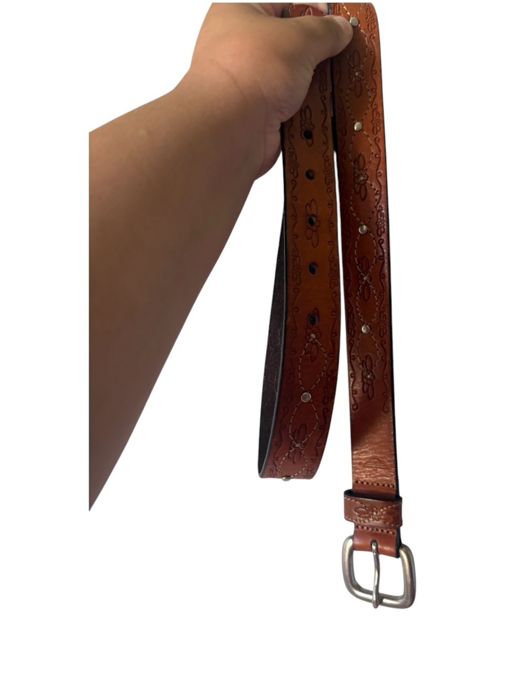 Dockers Dark Brown Genuine Leather Belt with Embossed Logo